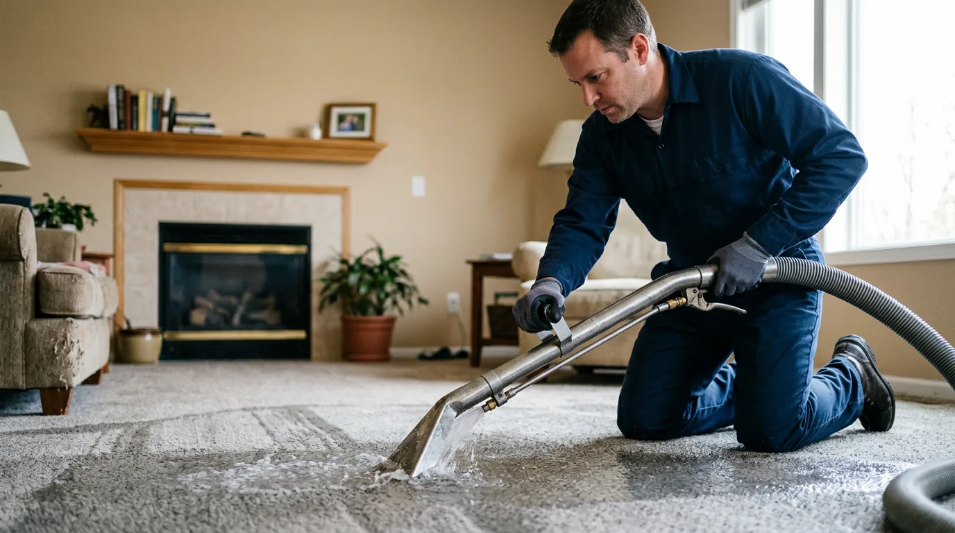 Water damage restoration technician working near Junction City, AR